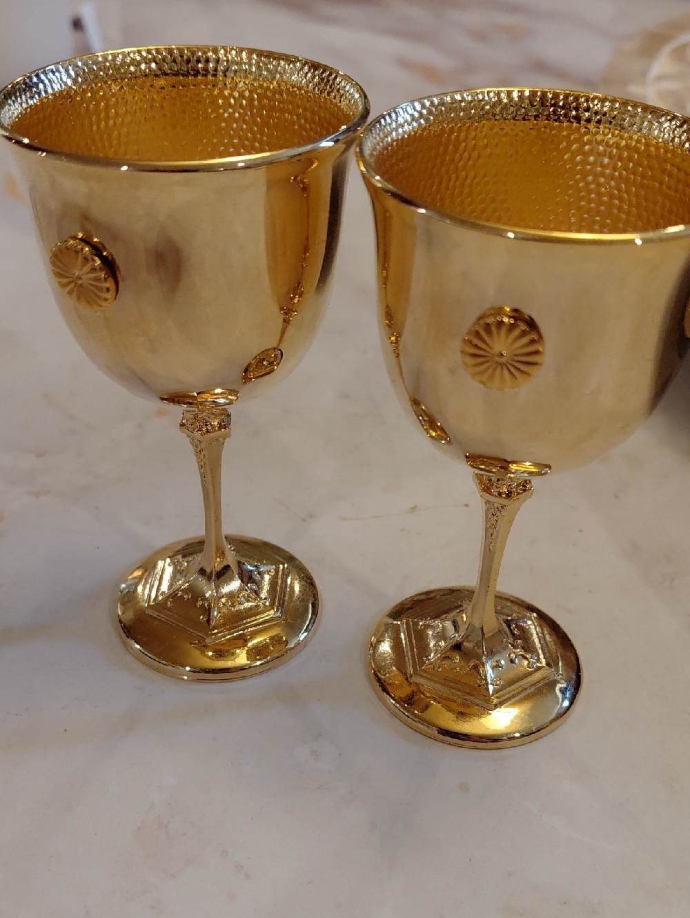Vintage Japanese Chrysanthemum 24K GP Set - 2 Sake Cups